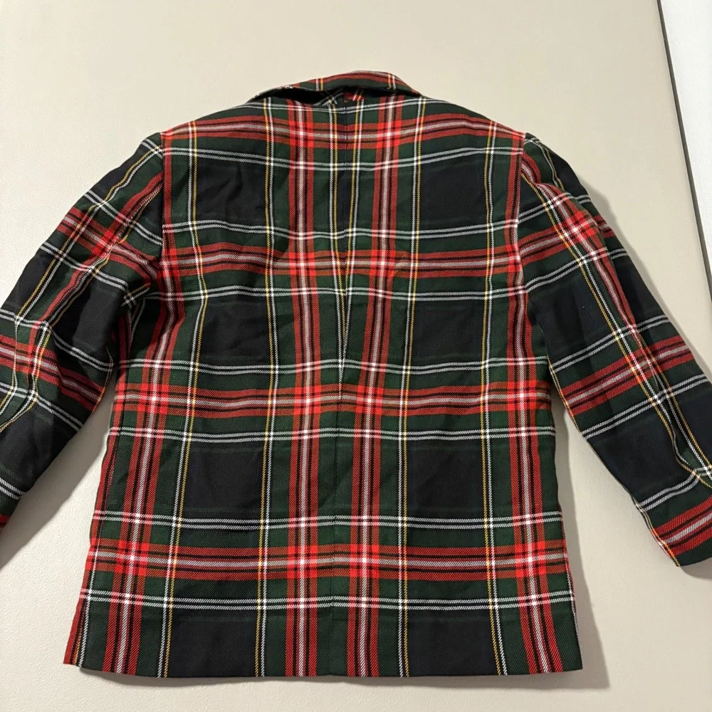 Officina‎ Kids Vintage Plaid Blazer Red Green Tartan Made in Italy Size 32 SM